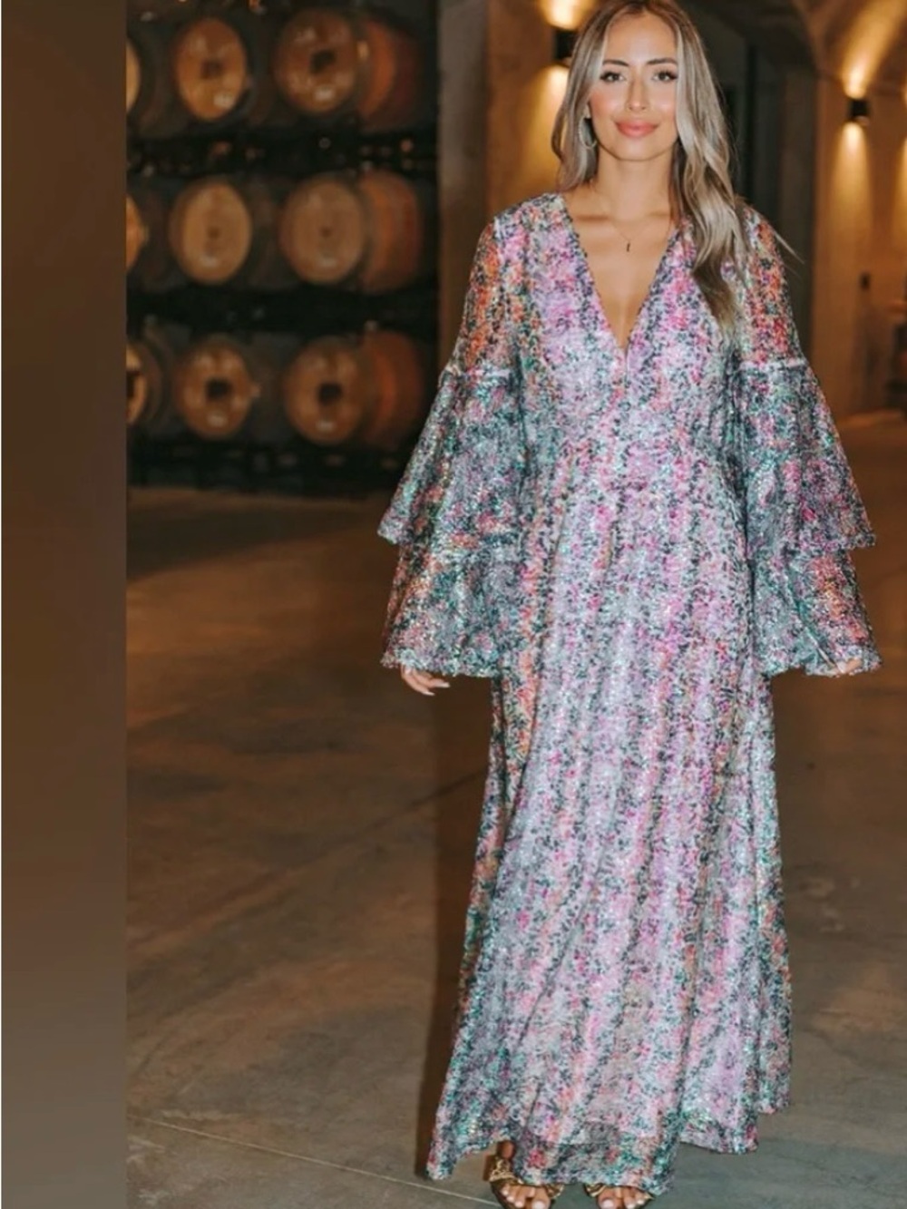 BuddyLove Colette Long Sleeve Flash Maxi Dress XS